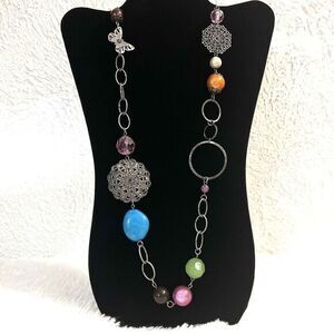 DECREE MULTICOLOR/SILVER TONE BEADED/LINK‎ 36-INCH-LONG NECKLACE